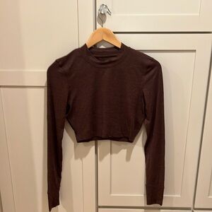 Vuori Brown Long Sleeve Crop Top